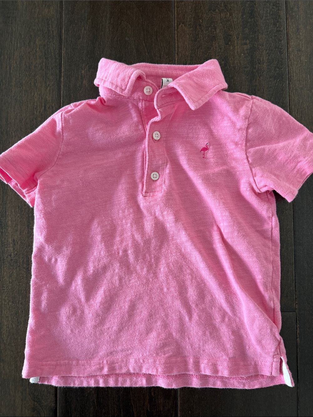 Janie and Jack Toddler Boys Pink Cotton Polo with Embroidered Flamingo